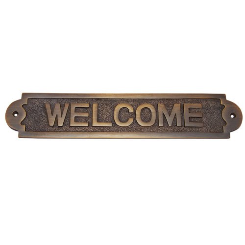 Large Welcome Brass Door Sign 
